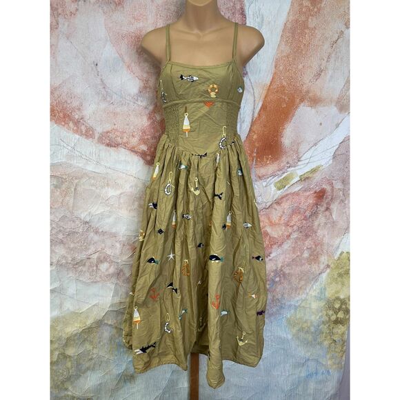 Anthropologie Maeve Sleeveless Square-Neck Drop-Waist Midi Dress - Picture 4 of 7